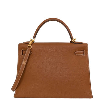 HERMES- A GOLD TOGO LEATHER MOU SELLIER KELLY 32 WITH GOLD HARDWARE ( RARE BAG )