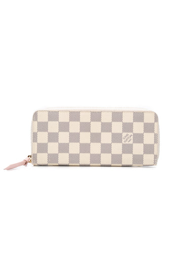 LOUIS VUITTON Rose Ballerine Damier Azur Clemence Wallet