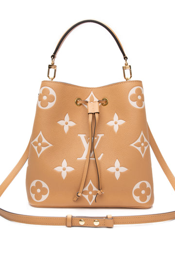 LOUIS VUITTON NeoNoe MM Bicolor Monogram Giant Empreinte Beige Arizona