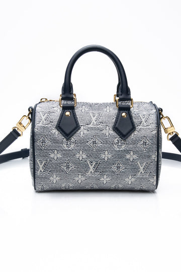 LOUIS VUITTON Blue Monoglam Speedy Bandoulière 20 Bag