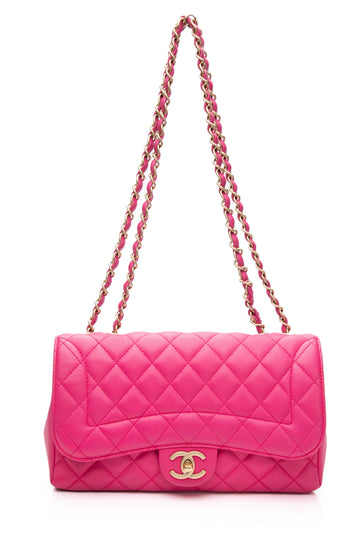 CHANEL Mademoiselle Medium Fuchsia Lambskin Quilted Chic Flap Bag