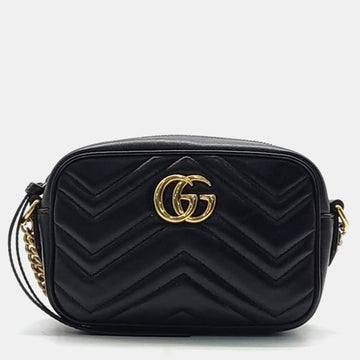Black Calfskin MatelaESe Mini GG Marmont Camera CroESbody Bag
