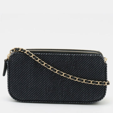 Navy Blue Canvas  Deauville Wallet On Chain