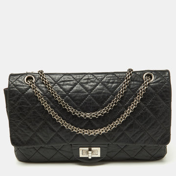 Black Quilted Aged Leather ReiESue 2.55 ClaESic 227 Flap Bag