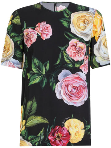Dolce & Gabbana Women Peony And Rose Print Silk Charmeuse Blouse