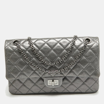 Metallic Grey Quilted Leather 226 ReiESue 2.55 Flap Bag