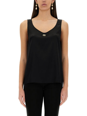Dolce & Gabbana Women Satin Camisole Top With Logo