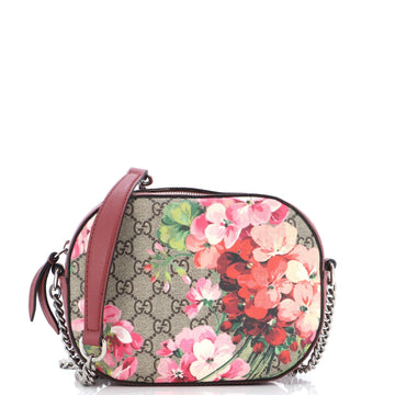 GUCCI Chain CroESbody Bag Blooms Print GG Coated Canvas Mini