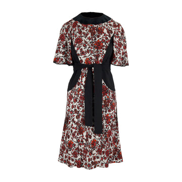Louis Vuitton Red Black Floral Printed Dress - '10s