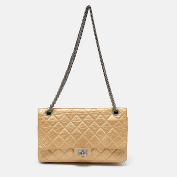 Gold Quilted Aged Leather ReiESue 2.55 ClaESic 226 Flap Bag