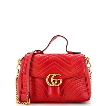 GUCCI GG Marmont Top Handle Flap Bag MatelaESe Leather Small