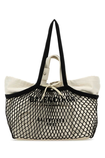 Balenciaga Women Two-Tone Canvas And Mesh Medium 24/7 Shopping Bag