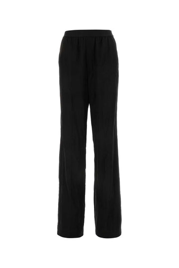 Balenciaga Women Black Cotton Wide-Leg Pant