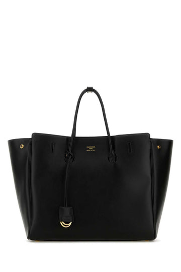 Balenciaga Women Black Leather Carry All Hampton Shopping Bag