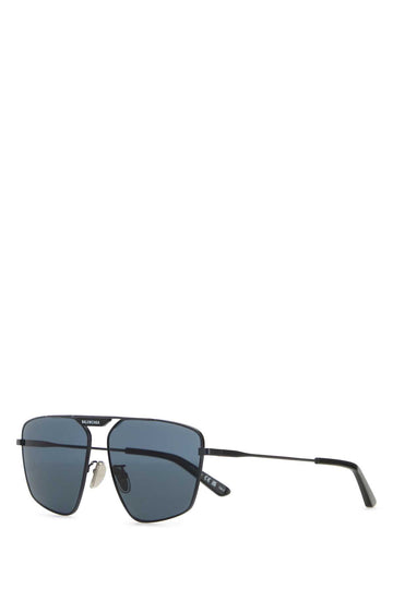 Balenciaga Women Black Metal Tag 2.0 Navigator Sunglasses