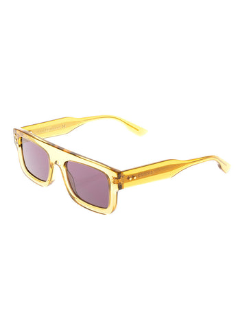 Gucci Men Rectangular Yellow Acetate Sunglasses