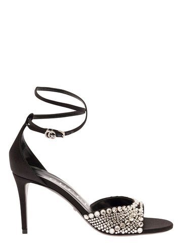 Gucci Women W Ilse 85 Sandal Silk W/Cryst