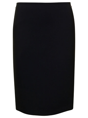 Gucci Women Midi Black Skirt With Morsetto Details In Wool Blend Woman