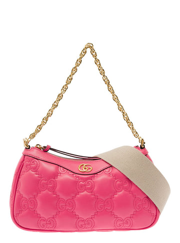 Gucci Women Pink Shoulder Bag With Matelassé Gg Motif In Leather Woman