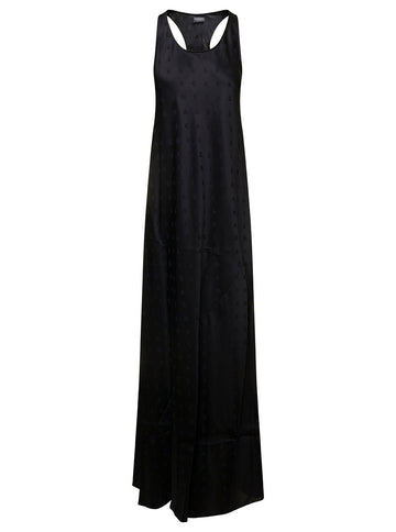 Balenciaga Women Black Long Evening Dress With Logo Motif All-Over In Viscose Woman