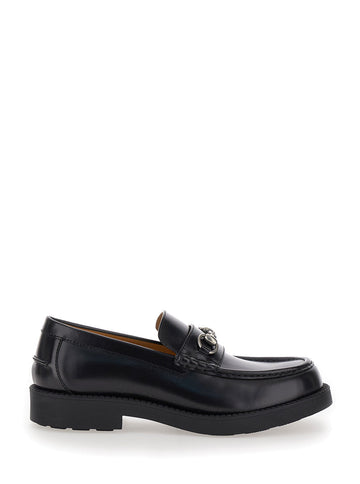 Gucci Men Black Chunky Loafers With Horsebit Detail In Leather Man
