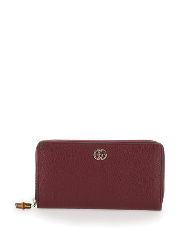 Gucci Women Ancora Red Zipped Wallet With Double G In Leather Woman