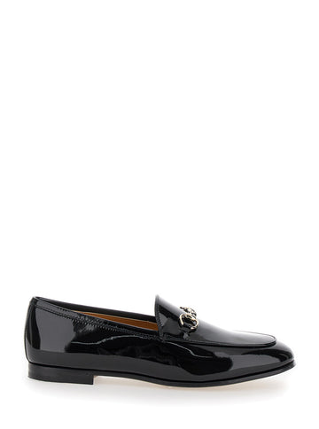 Gucci Women 'Jordan' Black Loafers With Horsebit Detail In Patent Leather Woman