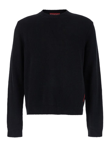 Gucci Men Black Crewneck Sweater With Web Detail In Cashmere Man
