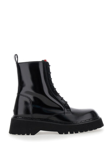 Gucci Women 'Thea' Black Ankle Boots With Web Detail In Leather Woman