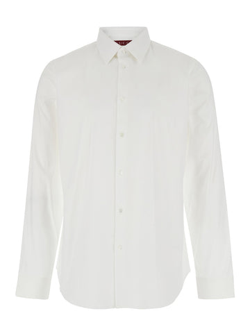 Gucci Men White Shirt With Pointed Collar And Bee Embroidery In Cotton Stretch Man