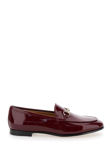 Gucci Women 'Jordan' Bordeaux Loafers With Horsebit Detail In Patent Leather Woman