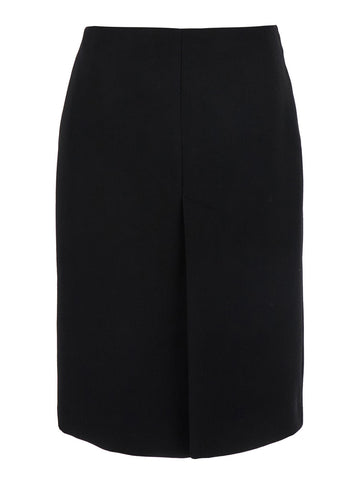 Gucci Women Black High Waist Skirt With Logo Lettering On Waist And Zip Puller In Wool Woman