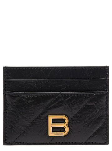Balenciaga Women 'Crush' Black Card-Holder With B Logo In Quilted Leather Woman