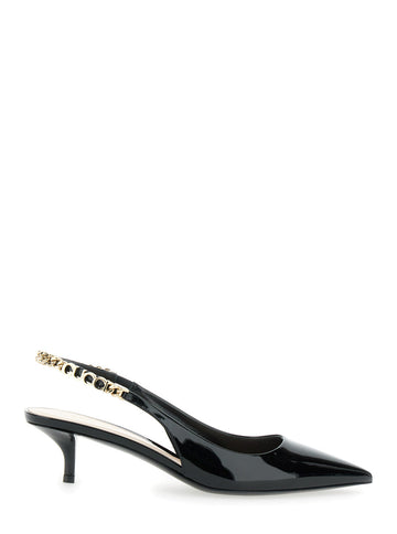Gucci Women 'Signoria' Black Pumps With Logo Strap In Leather Woman