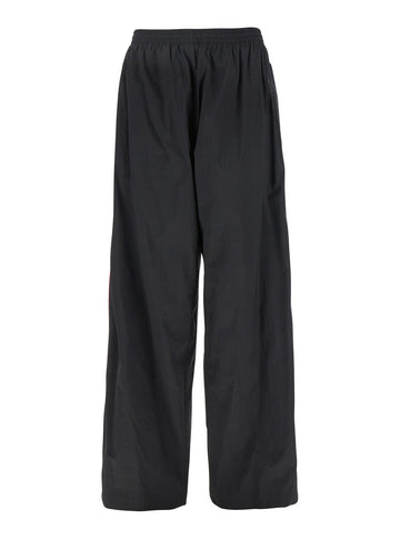 Balenciaga Men Black Pants With Elastic Drawstring And Side Band With Logo Lettering In Tech Fabric Man