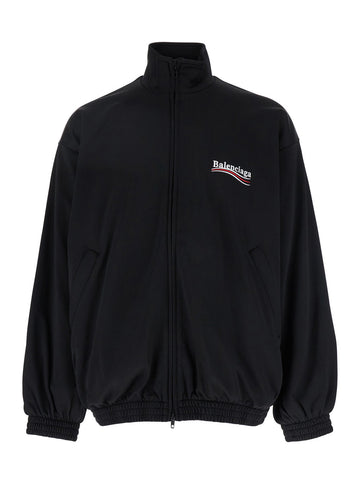 Balenciaga Men Black Sweatshirt With High Neck And Front And Rear Logo Print In Cotton Blend Man