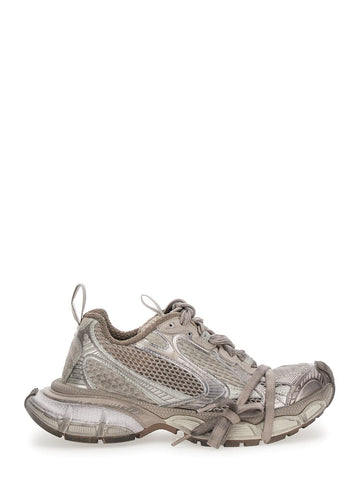 Balenciaga Women '3Xl' Metallic Low Top Sneakers With Logo Detail In Tech Fabric Woman