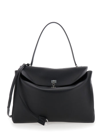 Balenciaga Men 'Small Rodeo' Black Handbag With Detachable Key Holder In Smooth Leather Woman