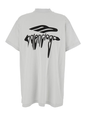 Balenciaga Men '3B Liquified' White T-Shirt With Logo Print On The Front In Cotton Man