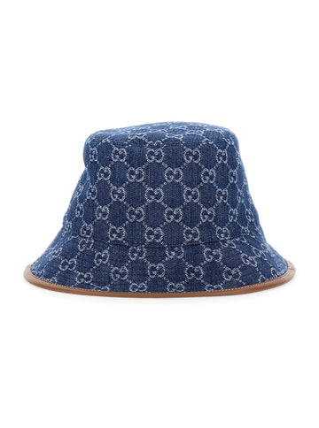 Gucci Women Blue Bucket Hat In Gg Canvas Woman