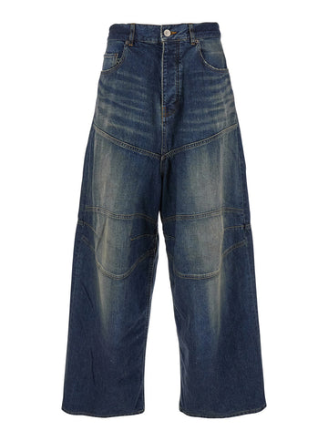 Balenciaga Men Blue Five Pocket Jeans With Faded Effect In Denim Man