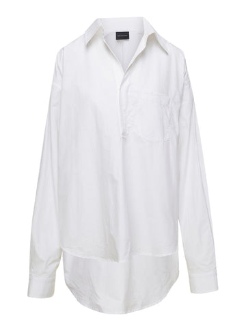Balenciaga Women White Maxi Shirt In Cotton Woman
