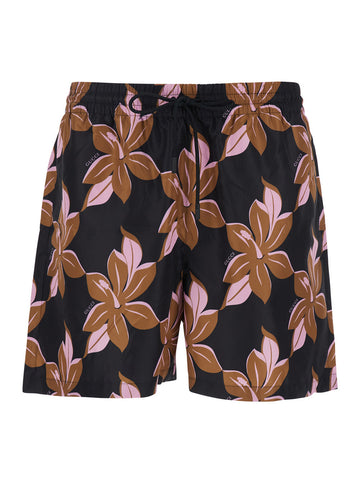 Gucci Men Multicolor Swimsuit With Drawstring And All-Over Floral Print In Tech Fabric Man
