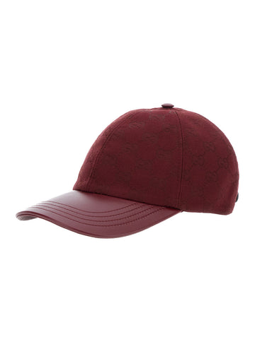 Gucci Women Bordeaux Baseball Cap With Gg Buckle Closure On The Rear In Gg Canvas Woman