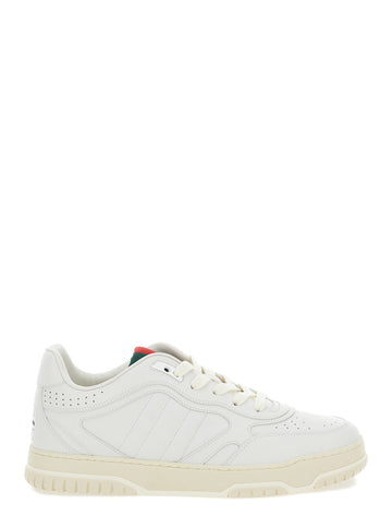 Gucci Men 'Gucci Re-Web' White Low Top Sneakers With Web Detail In Leather Man