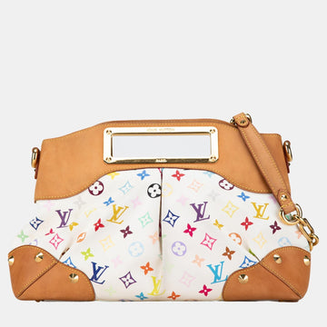 White Monogram Multicolore Canvas Judy MM Shoulder Bag