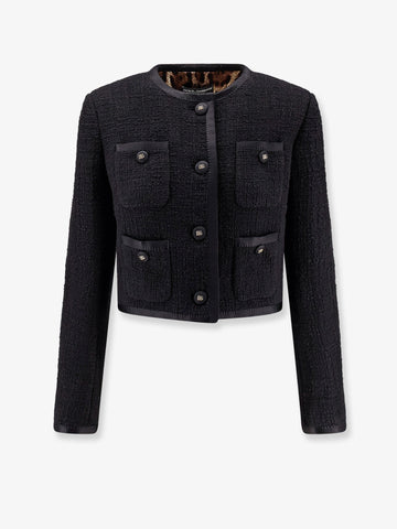 Dolce & Gabbana Women Cotton And Viscose Blazer With Animalier Print Lining
