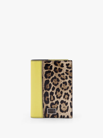 Dolce & Gabbana Men Saffiano Leather Passport Holder With Clored Leather Inserts
