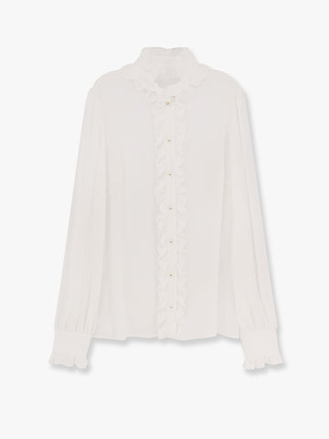 Dolce & Gabbana Women Silk Shirt With Rouches Detail