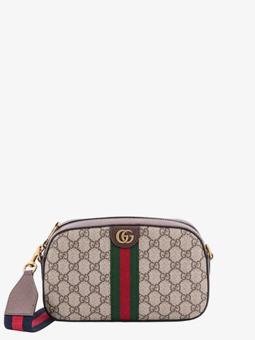 Gucci Men Gg Supreme Fabric And Leather Shoulder Bag